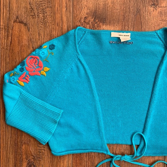 DKNY Jeans Crop Cardigan with Tie